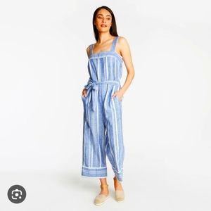 CROP WIDE LEG LINEN JUMPSUIT